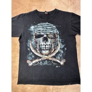 Y2K Caballo T Shirt Mens Large Black Pirate Skull  Graphic Tee